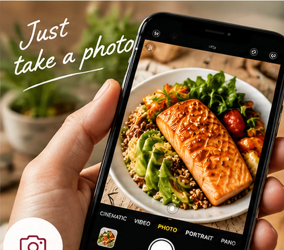 A phone photographing a meal